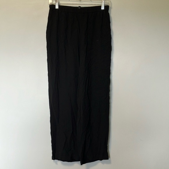 Eileen Fisher 100% Silk Black Cigarette Leg Pants - Picture 1 of 4